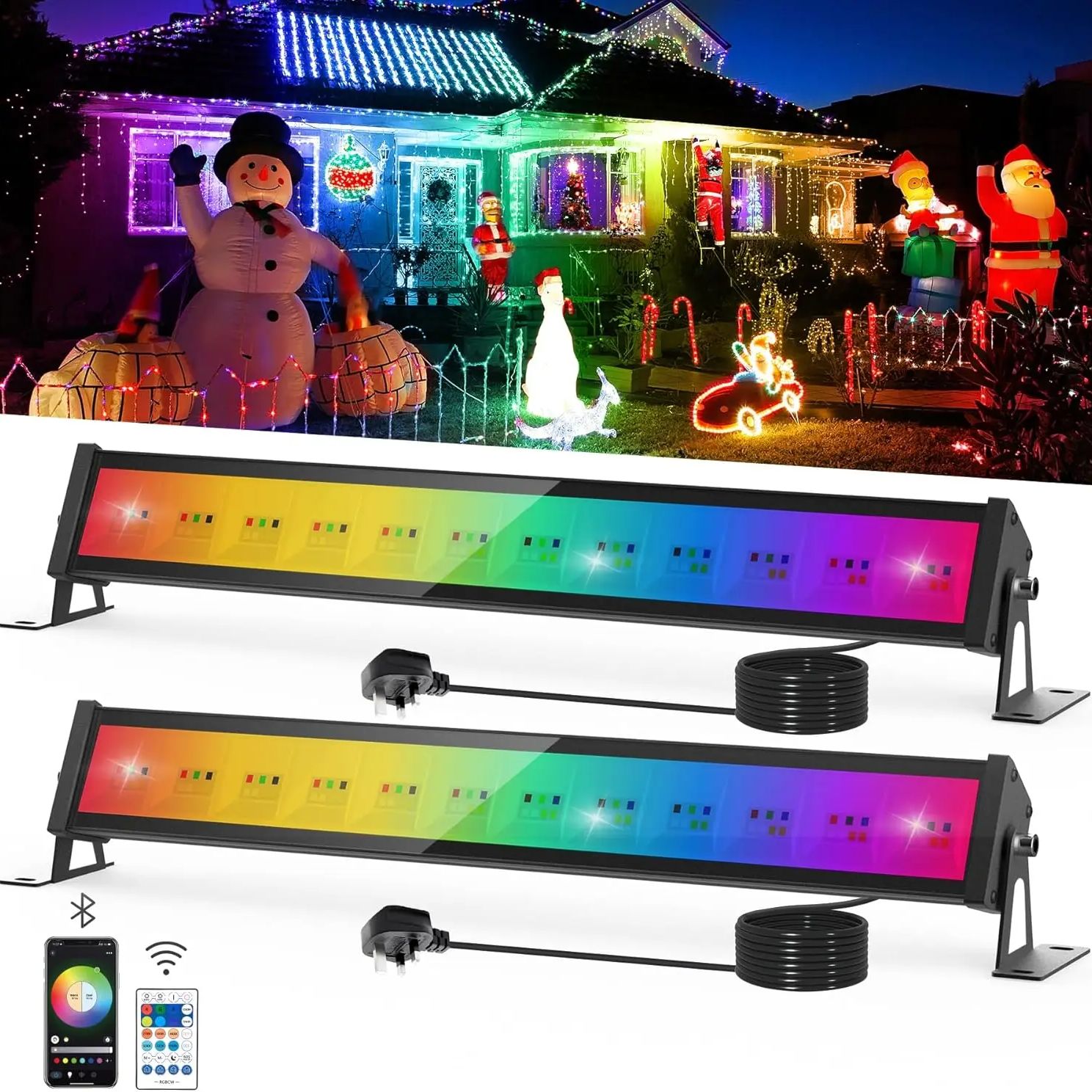 Smart Garden Lights Uk - 50W RGB LED Floodlight Bar With