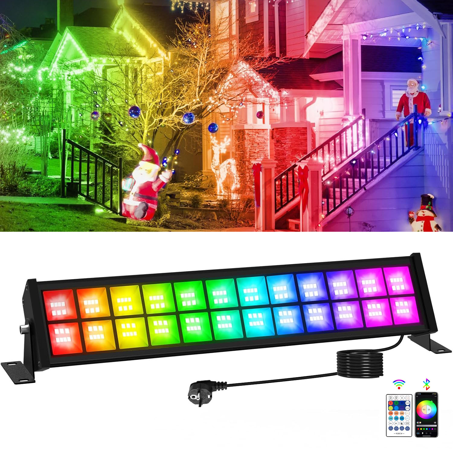 Smart Garden Lights Uk - 50/72W RGB LED Floodlight Bar With