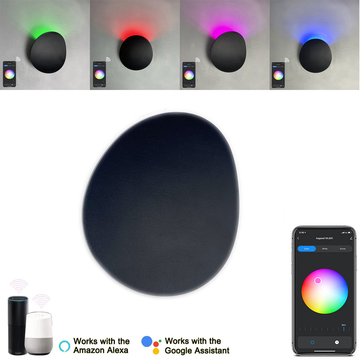 9W RGBW LED Wall Lamp Wifi Blu - Smart Garden Rooms ulasan dan harga
